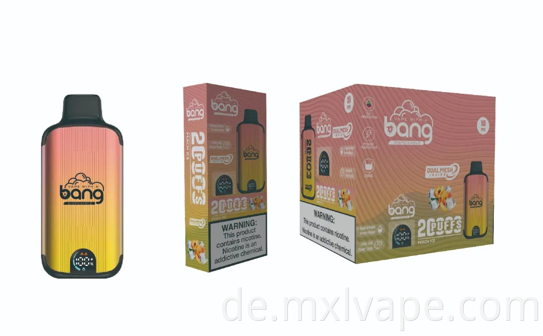 Factory Direct Idi nach Electronic Cigarette Bang Smart Screen 20000 Puffs Batterie: 650mah. Typ-C kann die Zahlung von Alibaba unterstützen